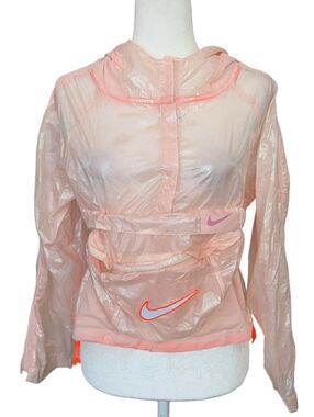 Nike Girls Coral Pink Orange Sportswear Outdoor Hip Packet Jacket Size XL